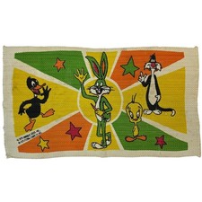 Vintage 1975 Warner Bros Looney Tunes Woven Rug Bugs Bunny Daffy Duck 1518 picture