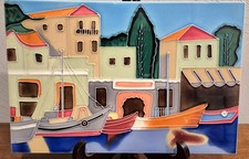 VTG Benaya Hand Painted Terra Cotta Tile-Mediteranean-11.5