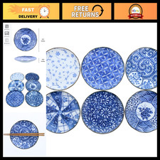 Japanese Style Porcelain Plates Set of 6 - 6.5