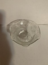 Small Candy Dish Thin Glass Design Etched in Glass 3 1/2 inches Tall ESTATE FIND picture