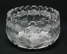 Vintage Lausitzer 24% Lead Crystal Bowl Etched Flower & Geometric Dimond Cut picture