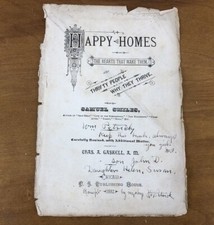 Happy Homes Title Page Signed John Douglas Patrick Family History Antique 1882 picture