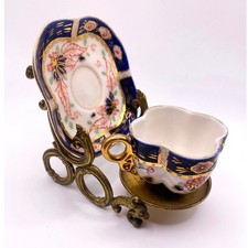 50s HOKUTOSHA Occupied Japan Miniature Cup and Saucer on Stand Tray picture