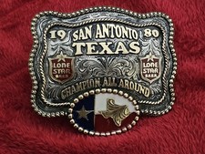 Lone Star All Around☆1980☆ RODEO X~TREME CHAMPION☆Texas☆TROPHY BUCKLE☆Rare☆T17 picture