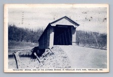 Vintage Indiana Postcard VERSAILLES State Park Busching Covered Bridge 1961 picture