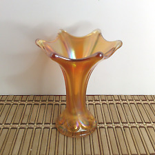Marigold Vase Iridescent Carnival Glass Vintage 5