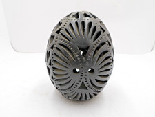 Vintage Oaxaca Barro Negro Black Clay Luminary Hand Carved Candle Holder Mexican picture