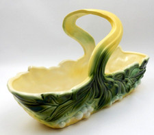 VINTAGE HULL POTTERY USA #51 TWISTED HANDLE CERAMIC BASKET PLANTER VASE picture
