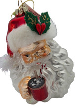 Santa Claus w. Cocoa Blown Glass Christmas Ornament North Pole Trading Co. New picture