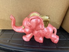 Mid Century Pink Ceramic Elephant Pottery Planter Vase picture