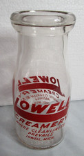LOWELL CREAMERY MILK BOTTLE HALF PINT LOWELL MICHIGAN VINTAGE GLASS picture