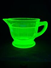 US Glass Co Green Uranium Vaseline Depression Glass 2 Cup Pedestal Measuring Cup picture