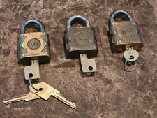3 - Vintage Antique YALE Pad Locks - Super Pin Tumblers  - W/ Keys picture
