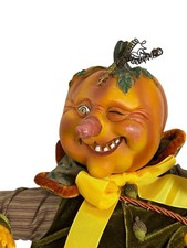 Vintage Winward Holidays Halloween Doll Pumpkin Shelf Sitter Details picture