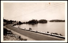 Postcard Curved Road Along Lake in Northwoods Region, Arbor Vitae, WI   RPPC picture