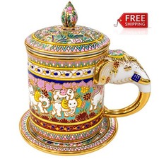 Handcrafted Thai Benjarong mug porcelain gold enamel style traditional handmade picture