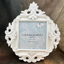 NEW Cynthia Rowley Baroque Style Picture Frame White Wood Shabby Chic 5x5 Photo picture