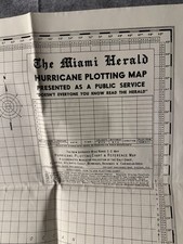 Vintage 1960s-1970s Miami Herald Hurricane Plotting Map double sided picture