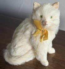 Beautiful VTG White Fur Kitty Cat WAGNER German Kunstlerschutz 2.75” Tagged LOOK picture