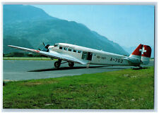 Switzerland Postcard JU-AIR Junker 52/3m (HB-HOT/A. 702) Sion c1950's picture