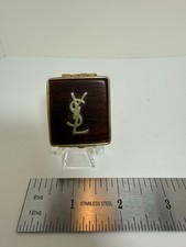 RARE 1960s Vintage Yves Saint Laurent Wood-gold tone solid perfume compact - 465 picture