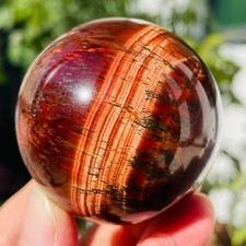 210g Natural Golded Red Tiger Eye Stone Quartz Crystal Sphere Specimen Reiki picture