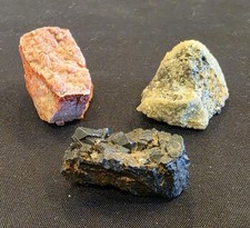 3 Lot Mixed Mineral Specimens, Pyrite, Magnetite And Orange Agate W/Pink Druzy picture
