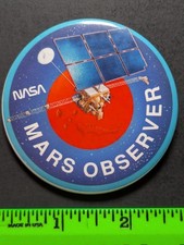 Vintage NASA Mars Observer Satellite Pinback Pin picture