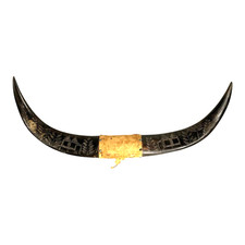 Vintage Carved Buffalo Horns by Soldier in Phillipines after WWII WW2 picture