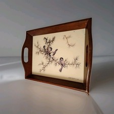 Chickadee Vintage PJ O'Callaghan Bird TV Tray Decorative 1982 acrylic wood Decor picture