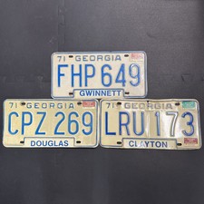 1971 GEORGIA License Plates Vintage Gwinnett/Douglas/Clayton Counties  picture
