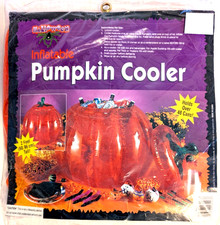 Halloween Pumpkin Inflatable Cooler Holds 48 Cans 2 Feet Tall with Lid - New picture