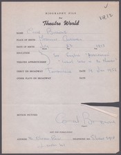 CORAL BROWNE - AUTOGRAPH RESUME SIGNED picture
