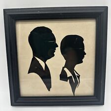 Vintage Silhouette Pictures Hand Cut  Husband And Wife In Black Frame picture
