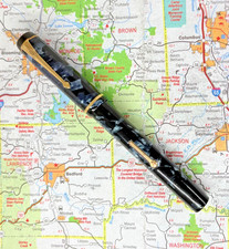Vintage Conway Stewart 286 Fountain Pen, Blue Marble w/ 14k gold nib, restored picture