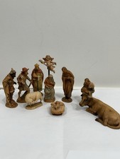 Vintage Anri Italy 10-piece Wood Carved Nativity Set (3-inch) Includes 10 pieces picture