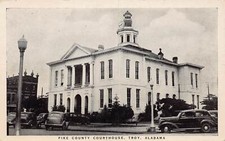 J74/ Troy Alabama Postcard c1940s Pike County Court House  194 picture