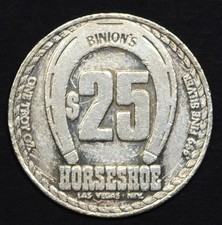 $25 SILVER VINTAGE SLOT TOKEN FROM BINION'S HORSESHOE CASINO LAS VEGAS NV picture