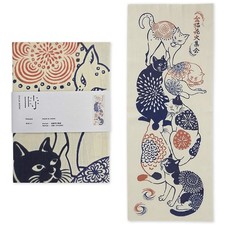 Japanese Cotton Tenugui Tapestry Hand Towel Bento Cloth Cats Fireworks 35