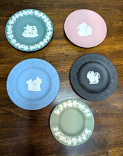 VTG Wedgwood Jasperware Lot of 5 Boxed Pin Dishes Trays Blue Pink Black 1970s picture
