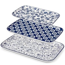 vancasso SELENE Ceramic Serving Platters Set of 3, 16/14/12 Inch Vintage Blue B picture