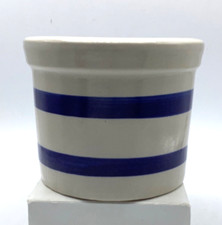 Robinson Ransbottom Pottery, Crock 1 Pint Low Blue Stripe, Roseville, Ohio,3.75” picture