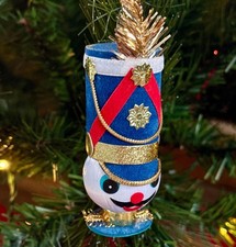 1950s Vintage Toy Soldier Drum Major Head Christmas Ornament Satin Ball Japan picture