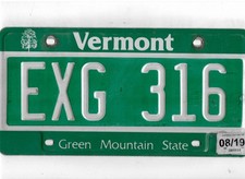 VERMONT passenger 2019 license plate 