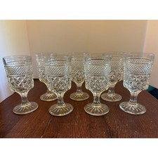 Anchor Hocking Wexford Water Goblets Set of 7 Vintage Clear Pressed Glass 6.75