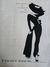1956 Women's Ben Reig Evening Gown Frost Bros. Texas  vintage fashion Art Ad  picture