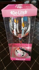 Brand New In Box - De-Lite Hand Painted Wine Goblet- Happy Birthday - Retail $30 picture