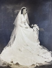 VTG 1920’s 1930’s Wedding Photo Bride Cardboard Frame Trzpis Syracuse NY 14” picture