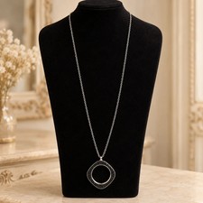 Swarovski Reversible Black & Silver Pendant Necklace, 36” picture