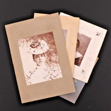 4 Edwardian CDV Penny Photos of Women & Children Unknown Location #1016 picture